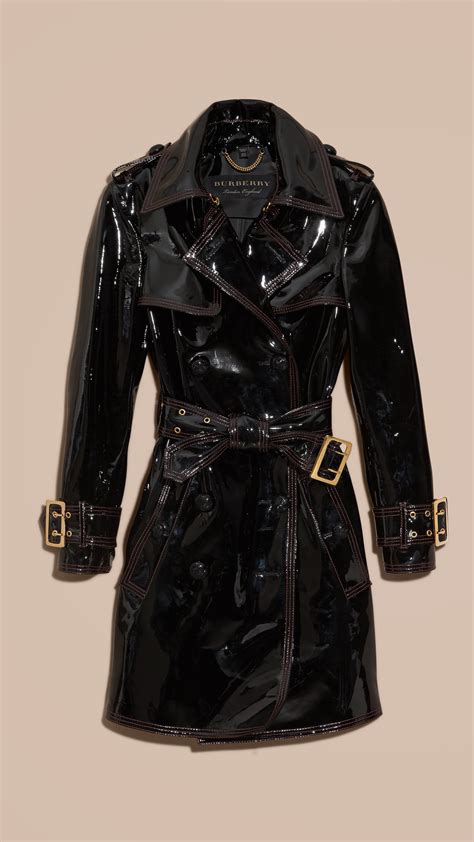 burberry patent leather trench coat|burberry trench coat wool collar.